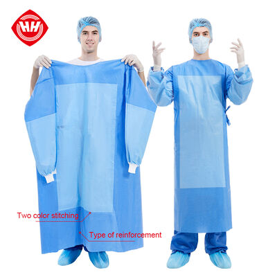 quality Stitching Color Disposable Standard Surgical Gown Hubei Haixin Medical Non-woven Enhanced Surgical Gowns Wholesale factory