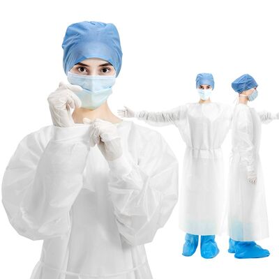 Buen precio Haixin Salud Vestidos médicos desechables al por mayor Vestidos blancos aislantes Vestidos médicos de cirugía Vestidos de manga larga Vestidos de ropa en línea