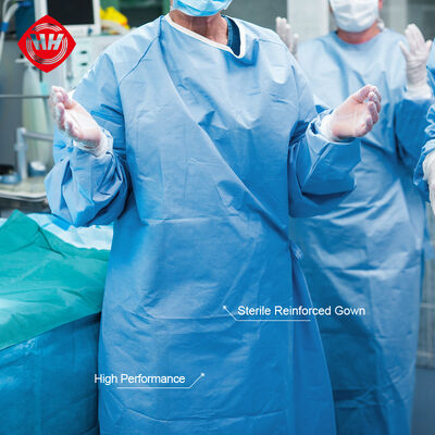 Buon prezzo SMMS Blu TG011R-r Abito chirurgico rinforzato sterile ad alte prestazioni in linea