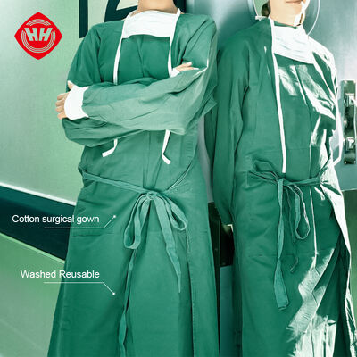 quality Haixin Health Reusable Washed Surgical Gown Wholesale Green High Quality Medical Isolation Gowns CE Hospitals Cotton Clothes factory