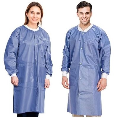 Good price Haixin Disposable Lab Jacket Disposable Hip-Length Workwear SMS 50 Gsm Disposable Shirts with Snaps ISO 13485 online