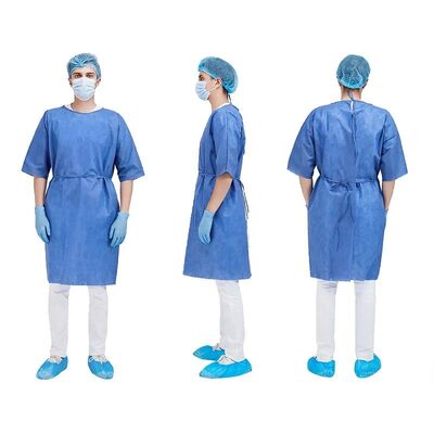 Goede prijs 35G SMS Surgery Gown Factory Direct Supply Adult Patient Hospital Gown PP Surgical Short Disposable Gown voor het ziekenhuis online