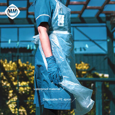 Bom preço Avental médico descartável de PE Haxin Saúde sem mangas Transparente Vestido longo impermeável Vestido de peso leve Avantos de limpeza por atacado on-line