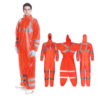 Bom preço Pedido urgente Visibilidade EPI descartável coberta anti-estática respirável LDPE Hyvek Traje de trabalho em laranja Uso de proteção pessoal on-line