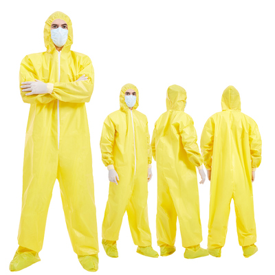 Good price Haixin Type 3 Yellow Protective Coverall Hooded Protective Overall Chemical suit for scientific experiments online