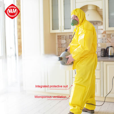 quality Hubei Haixin Disposable Yellow Overall Coverall Adults Yellow Protection Clothing PP PE Chemical CE Protective Suit Wholesale factory