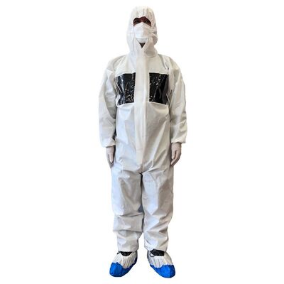 Good price Hubei Haixin Nuclear Power Protective Clothing SMS Coverall Overall Work Cloth With Docimeter Viewing Window on Chest online
