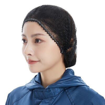 Buen precio Sombreros desechables negros no tejidos Cocina de restauración Alimentos Higiene del trabajo Red para el cabello Cobertura para la cabeza a prueba de polvo Sombreros con gorra de banda en línea