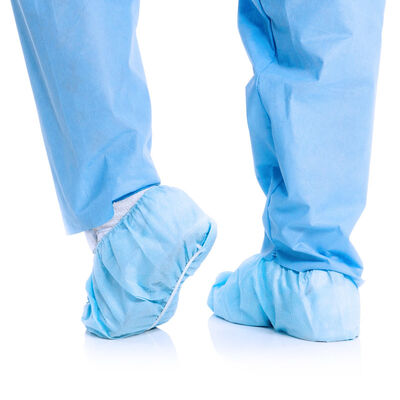 Bom preço Hubei Haixin Coberturas descartáveis de calçados Overshoe não tecido Grátis Coberturas de calçados não escorregadiças Grátis Grátis Capuz impresso à prova de poeira azul on-line