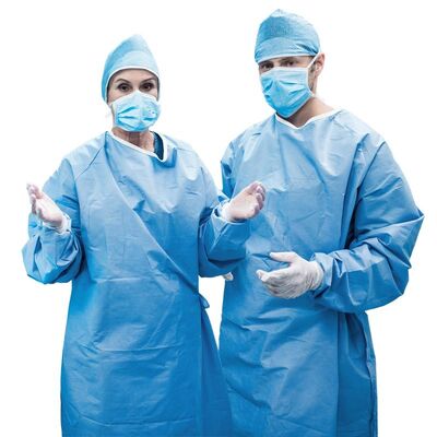 Buon prezzo SMMS Blue TG011R-r Camice Chirurgico Monouso Sterile Rinforzato con Polsino in Maglia Elastica Adatto per Procedure Mediche Certificazione CE in linea