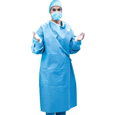 Buon prezzo SMMS Blue TG011R-r Camice Chirurgico Monouso Sterile Rinforzato con Polsino in Maglia Elastica Adatto per Procedure Mediche Certificazione CE in linea