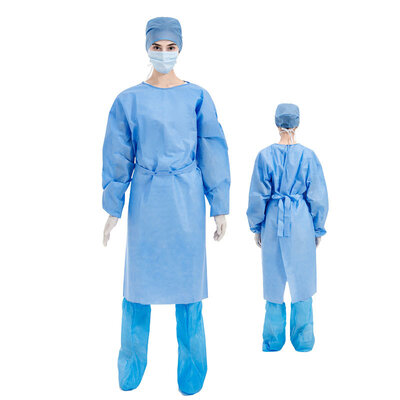 Bom preço Avental Cirúrgico SMS Nível 3 AAMI PB70 Médico Azul Alta Proteção Zonas Críticas Reforçadas Vestuário de Proteção Fornecimento em Massa de Fábrica on-line