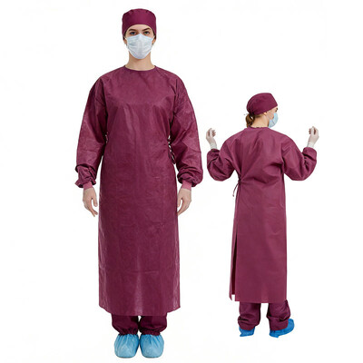 Good price Deep Red AAMI Level 4 SMMS Surgical Gown online