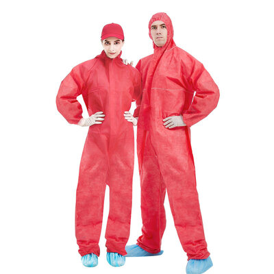 Good price SMS 50g Red Disposable Coverall – High-Strength Anti-Dust / Anti-Splash Industrial Jumpsuit ISO Certificate High-quality Supplier online