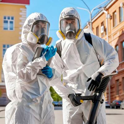 Buon prezzo Abbigliamento monouso microporoso con protezione di tipo 5/6 e design elastico per polsini/anchiglia per ambienti pericolosi in linea