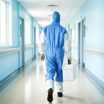 Quality CE Category III Certified Type 5/6 Protective Coverall with Breathable SMS Back Panel for Enhanced Safety factory