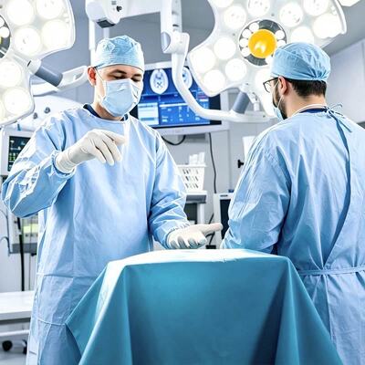 Goede prijs AAMI Level 4 Spunlace Chirurgisch Schort met Hydrostatische Drukweerstand > 100 cm H₂O voor Chirurgie met Hoog Risico online