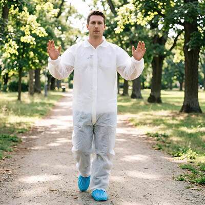 Quality Hoodless Disposable Protective Coverall with Stand Collar - Non-woven Fabric, CE Certification, Type 5/6 Protection factory